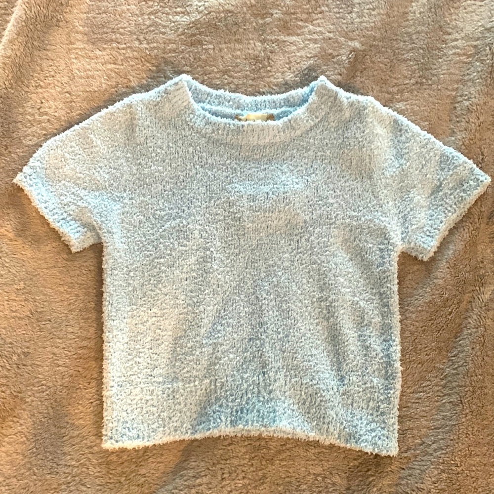 Altar’d State light blue fuzzy crop top